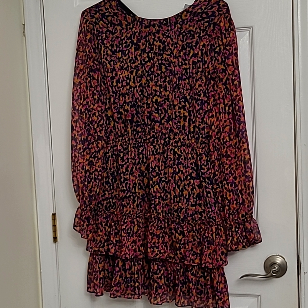 Bar III Colorful Long Sleeve Dress with Ruffles
